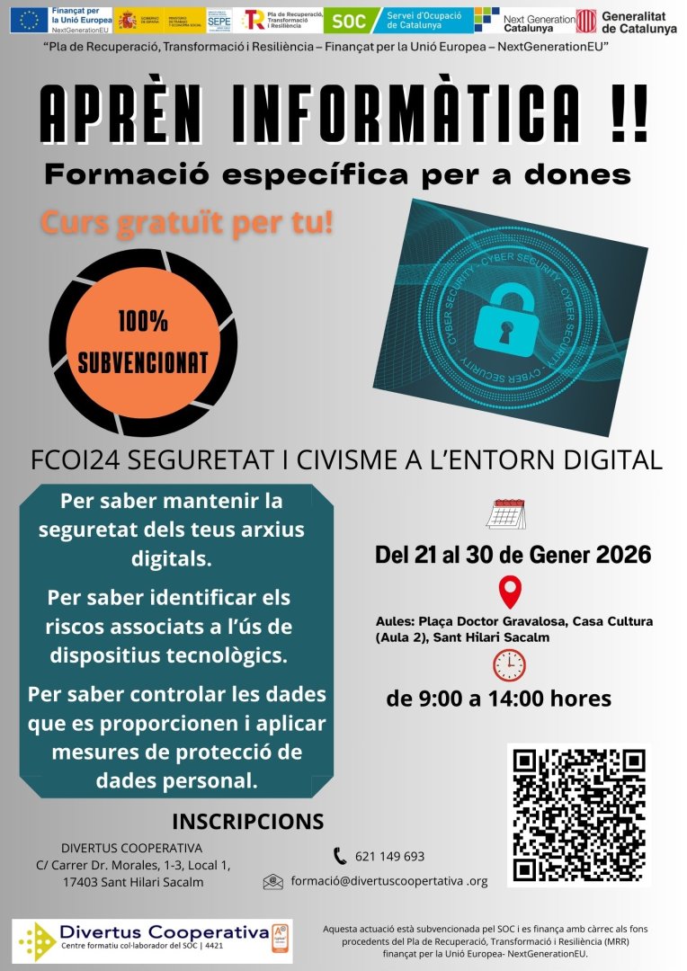 Calendari de la formació SEGURETAT I CIVISME A L'ENTORN DIGITAL.