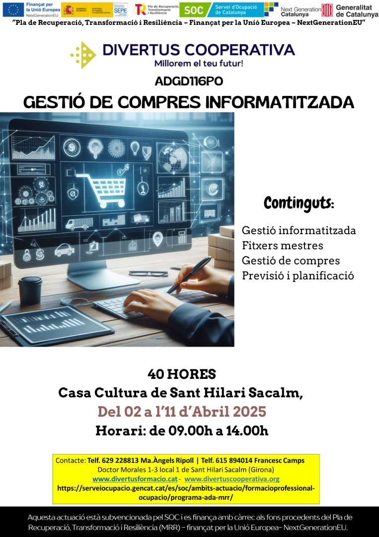 Calendari de la formació Gestió de compres informatitzada (ADGD116PO)