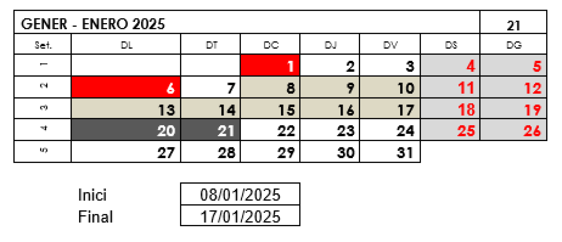 Calendari de la formació Iniciació en competències bàsiques informàtiques (FCOI08)
