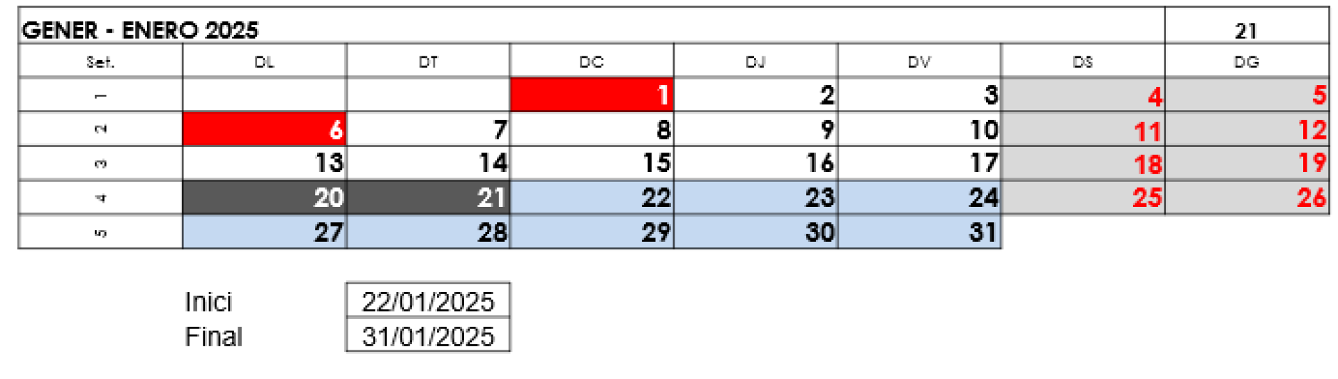 Calendari de la formació Cerca i gestió de la inforrmació digital (FCOI10)