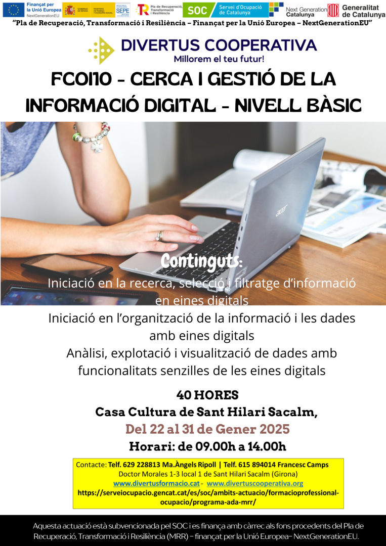 Calendari de la formació Cerca i gestió de la inforrmació digital (FCOI10)