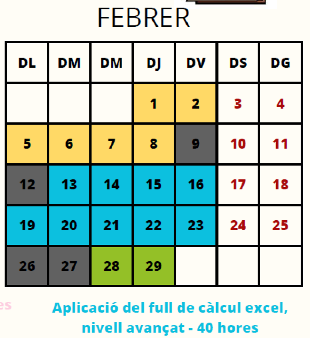 Calendari de la formació Test