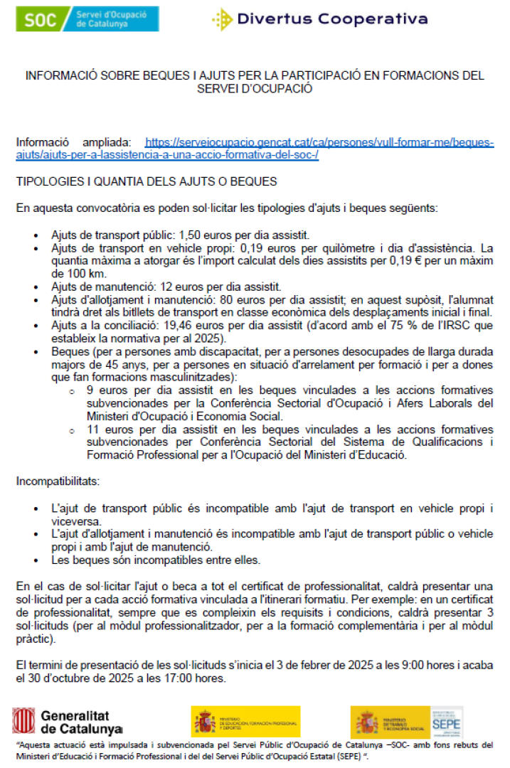 Calendari de la formació [ADGG0408] Certificat professional d'Operacions auxiliars de serveis administratius i generals SHS
